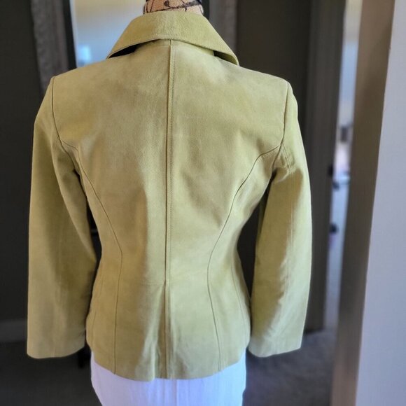 Bernardo Womens Leather Lime/Green Suede Zip-Up Jacket Size PS - Picture 3 of 7